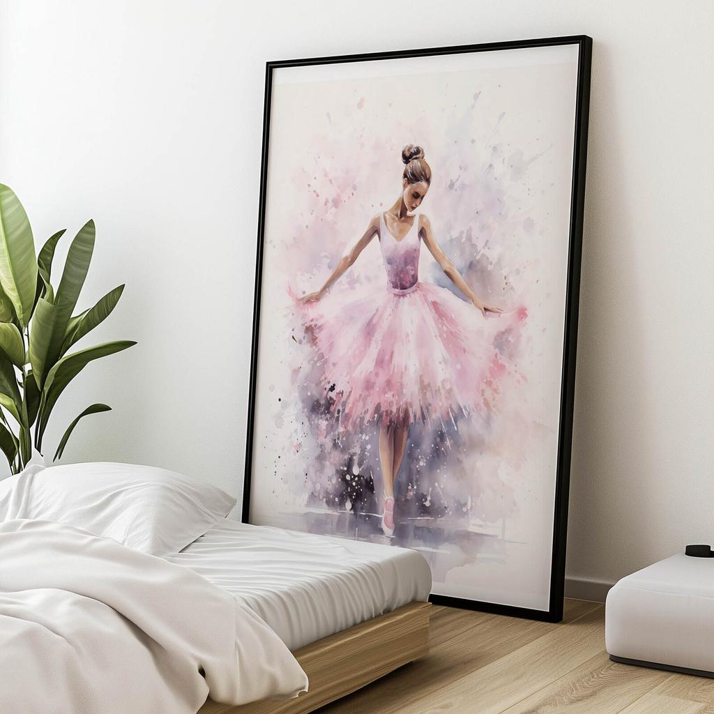 Enchanting Ballerina Dance Enchanting Ballerina Dance, 30X40 Cm, Dark Brown Wooden Frame, 230 Gsm Matte Paper