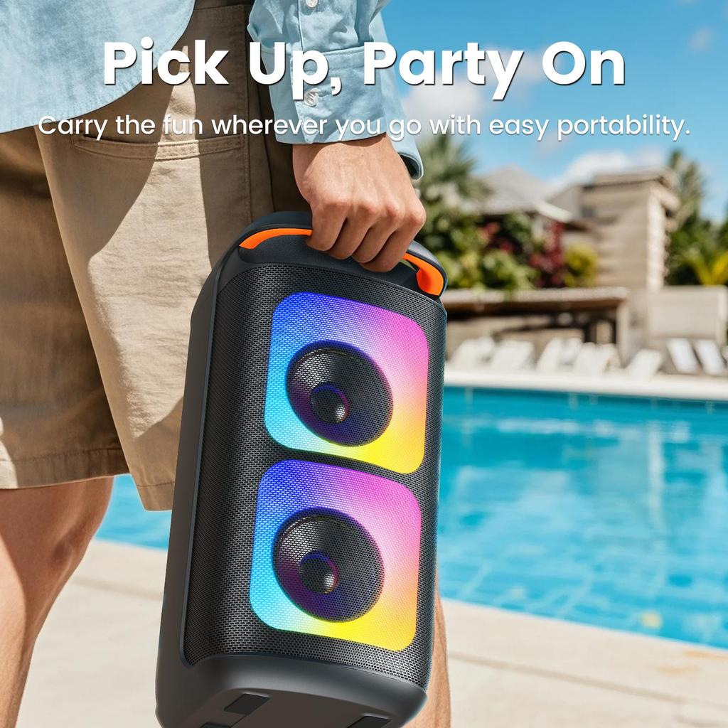 Karaoke Machine with 2 Wireless Microphones, Portable Bluetooth Karaoke for Adults, Powerful Dual 8" Subwoofer Karaoke Boombox