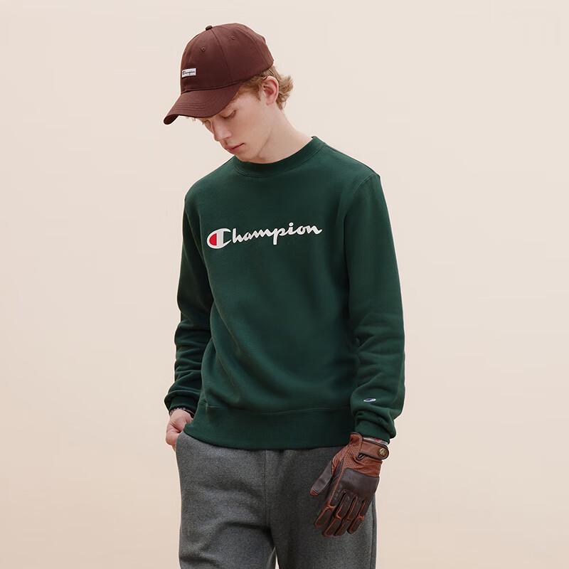 Champion Men's Script Logo Fleece Lined Round Neck Sweatshirt