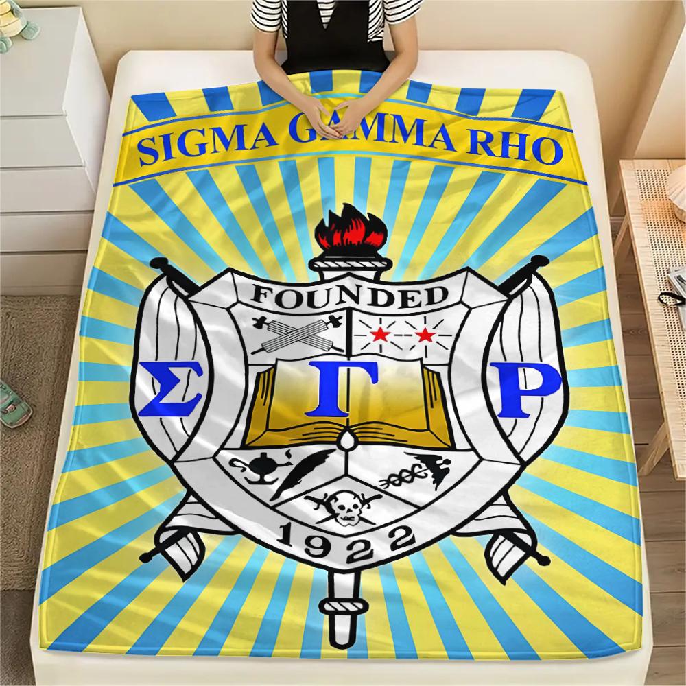 1Pc Sigma Gamma Rho Print Flannel Blanket, High quality Comfortable for All Seasons, Home Decor, Warmth and Comfort, Perfect for Gifts