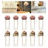 10Pcs Geometric Metal Flower Stands, 80cm Tall Gold Flower Stand Road Lead Metal Floor Vase Column, Centerpiece Rectangular