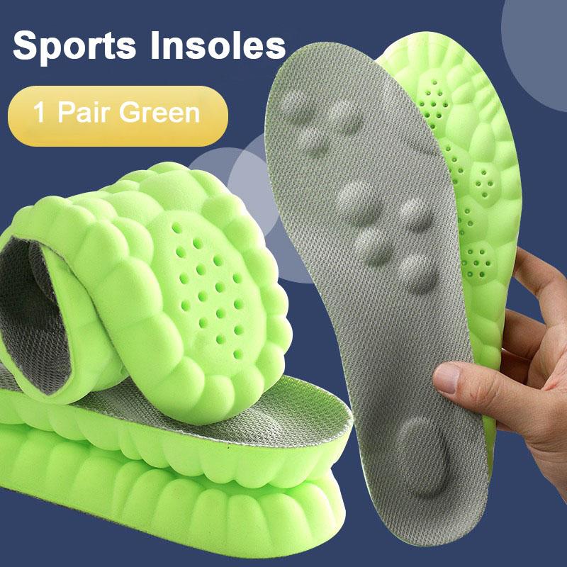 4D Latex Sports Shoes Insoles Super Soft High Elasticity Shoe Pads Anti-pain Deodorant Cushion Arch Support Foot Insole 1 Pair