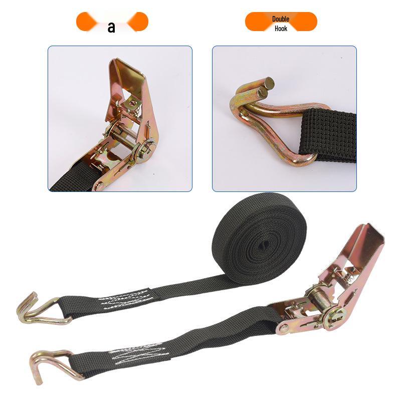 Multi-Color Polyester Double Hook Ratchet Tie-Down Strap with Thickened Stitching