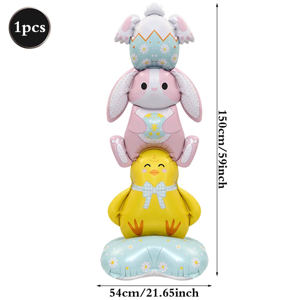 3D Stehender Oster Folienballon Riesiger Hase Karotte Küken Ei Ballons Osterparty Dekoration Kindergeschenk Mit Luft Gefüllt Gartendekoration