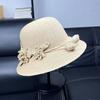 French romantic raffia hat female Hepburn wind fisherman basin hat summer seaside vacation sunshade sun hat