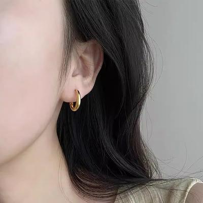 Daily Glossy Vein Earrings Light Luxury Senior Sense Niche Minimalist Personality Versatile Circle Women's Ear Jewelry