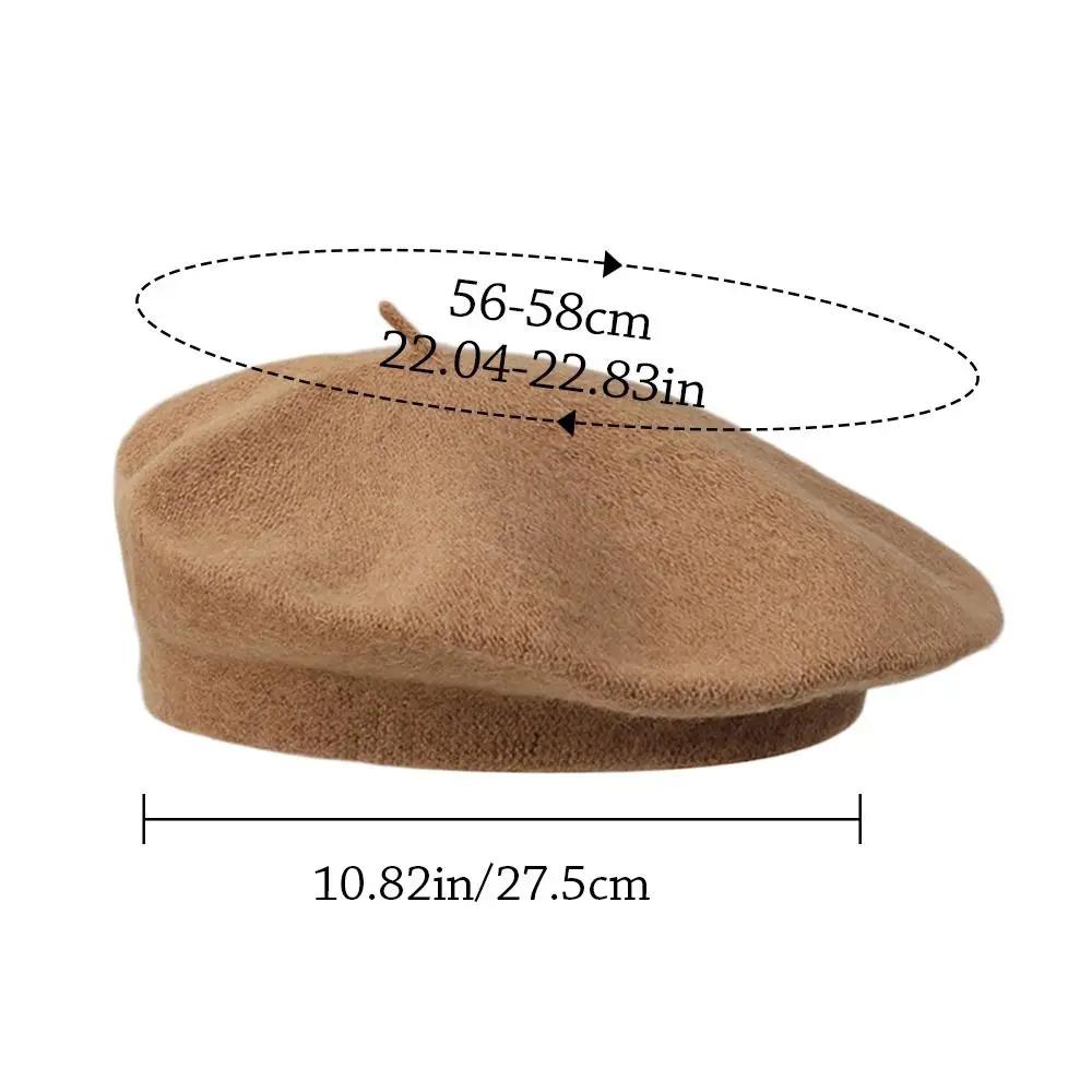 Fashion Warm Winter Wool Berets Hat Retro Elegant French Artist Hat Solid Color All Matched Plain Cap Lady