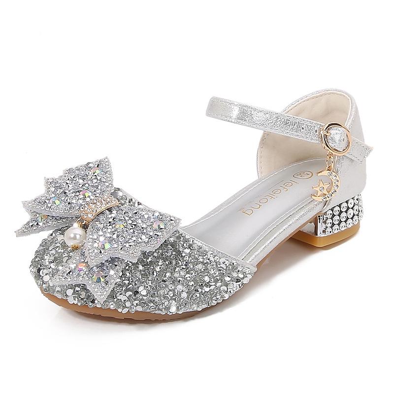 

Children s High Heels Little Girls Sandals Summer New Style Girls Shoes Soft Sole silver Performance Shoes Girls Princess Shoes 25 серебряный