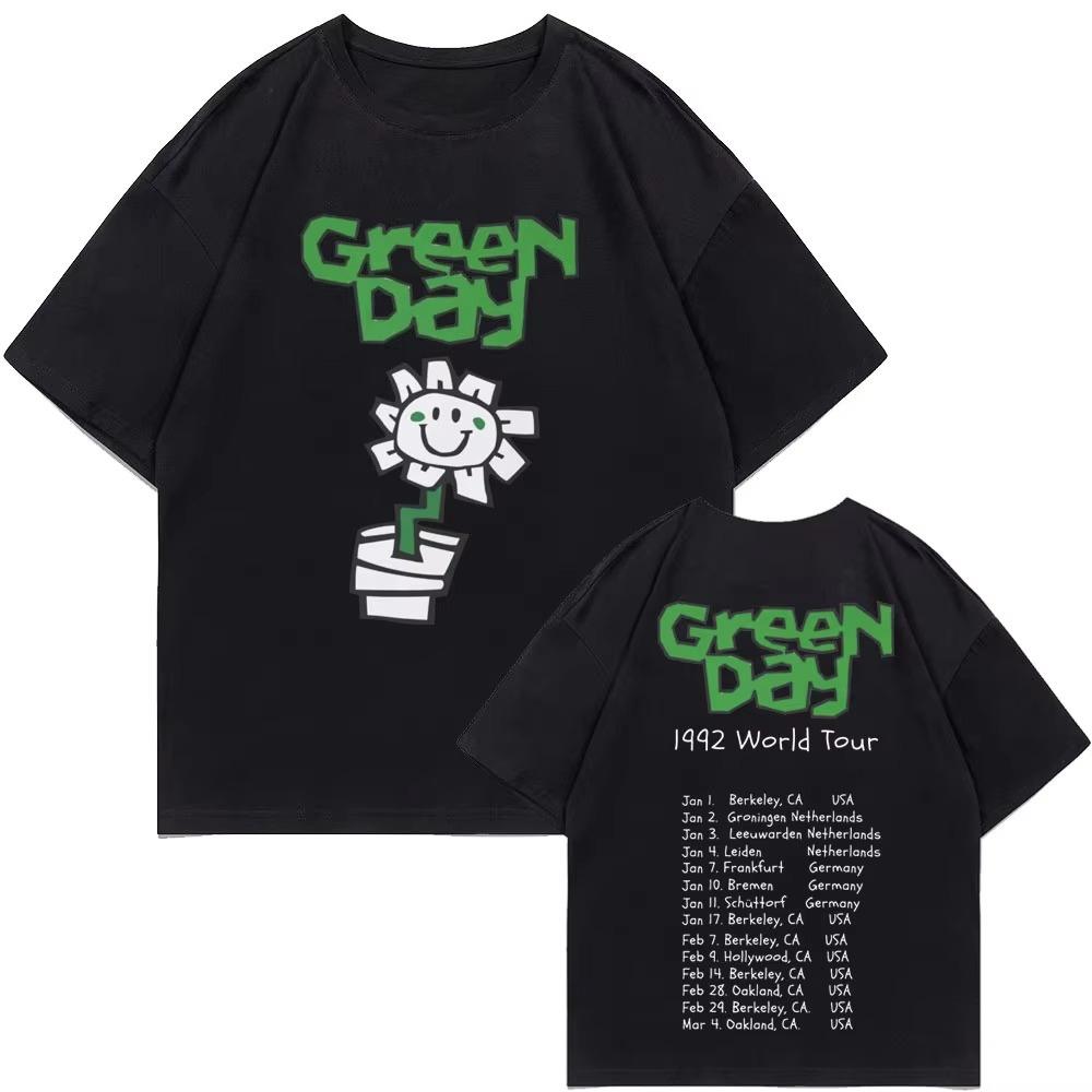 Best Famous Punk Band Green Day 1992 World Tour T Shirts Men women Vintage Gothic Rock Tshirt Cotton Casual Oversized T-shirts