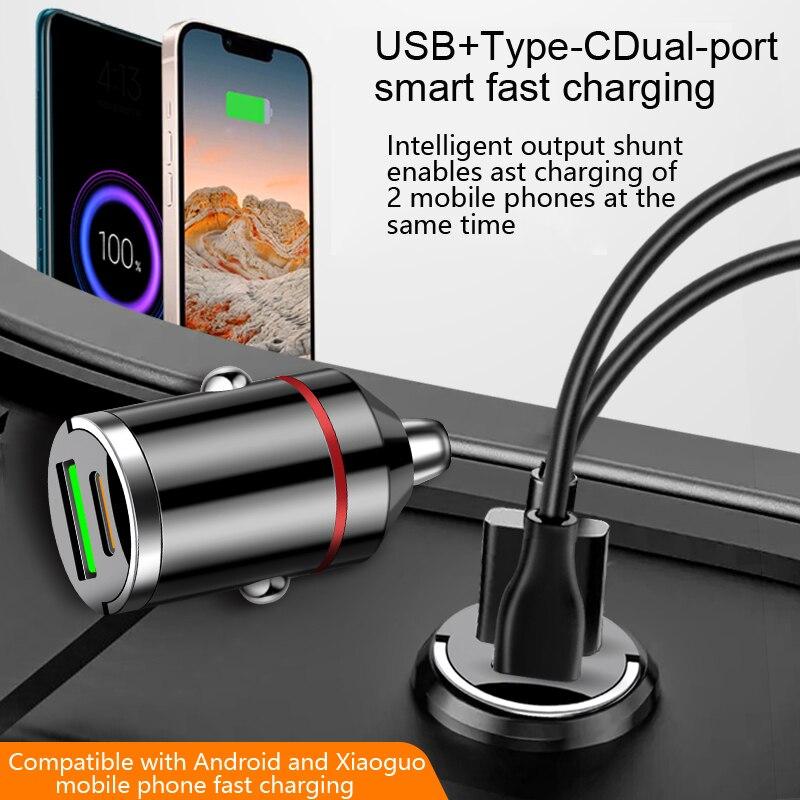 Neues Auto Zugring Autoladegerät PD+USB Schnellladung Mini Versteckt 66W Flash-Ladung Multifunktions-Autoladegerät Auto