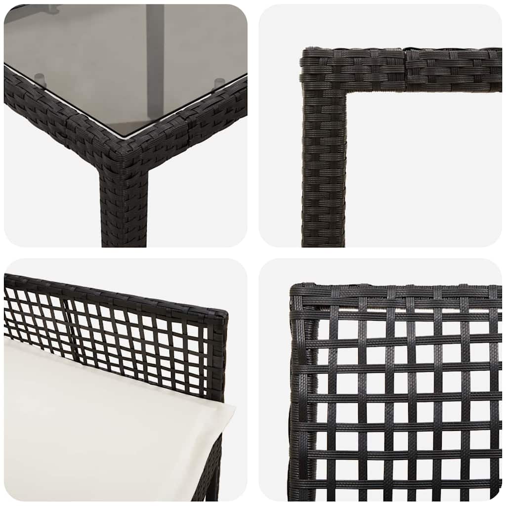 Garden Dining Set 5 pcs Black Poly Rattan