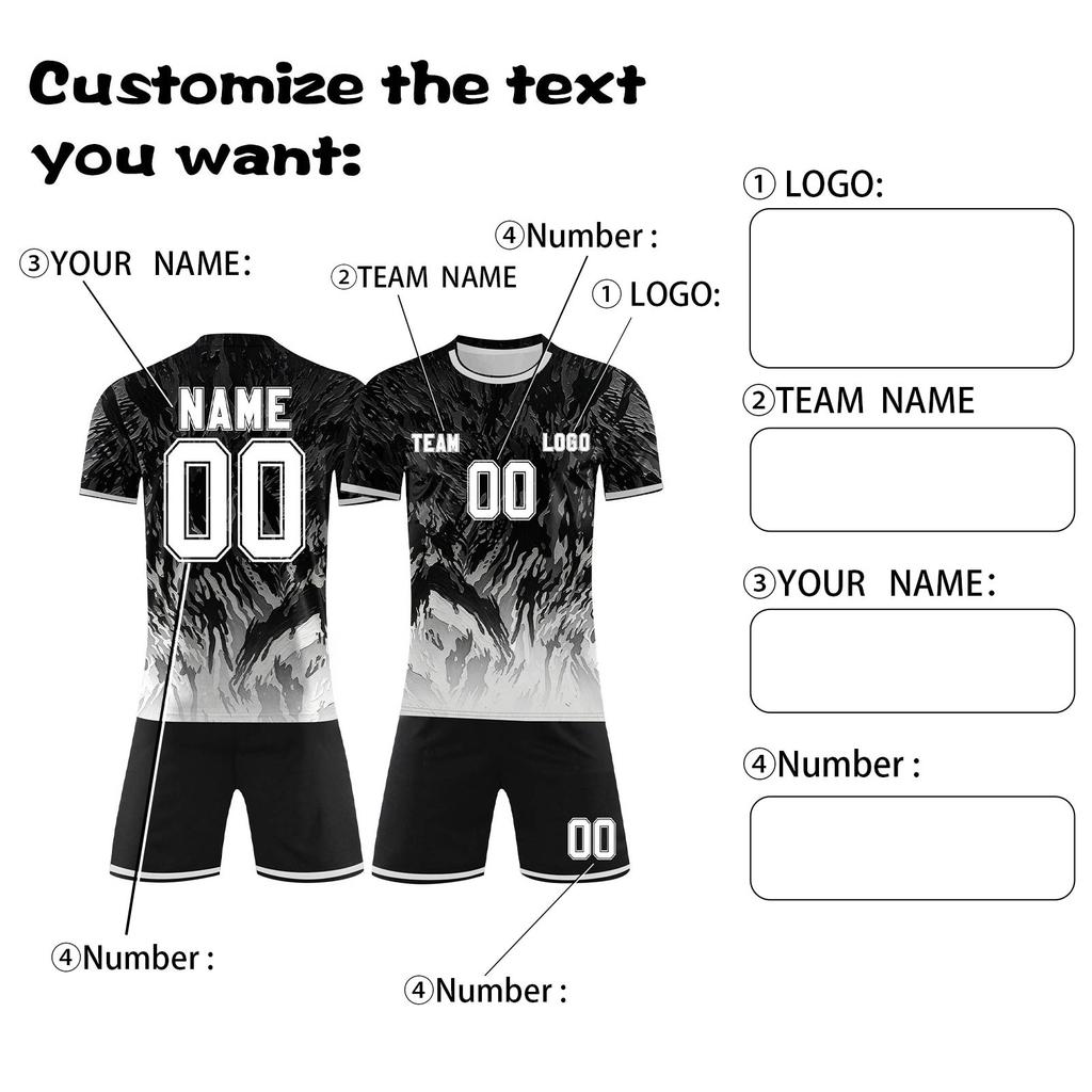 Customizable DIY Two Piece Sports Jersey Set with Short Sleeve Shirt and Shorts for Team or Individual Use
