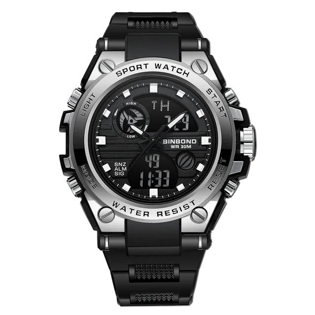 Binbond 885 B885 Electronic Dual Display Watch Sport Waterproof Silicone Belt Luminous Men's LED Digital Quartz Movement Watches