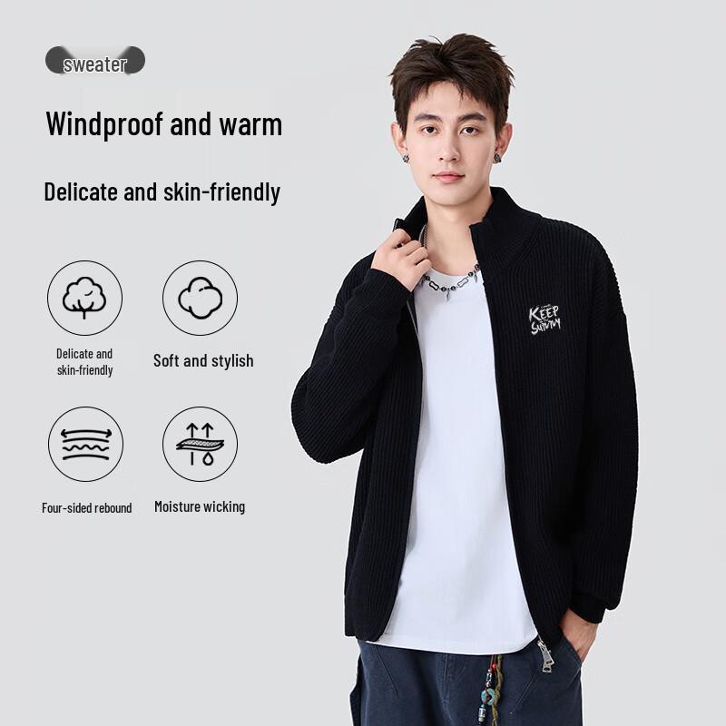 Baleno Men's Thermal Full-Zip Stand Collar Cardigan