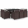 11 piece garden dining set with cushions poly rattan brown