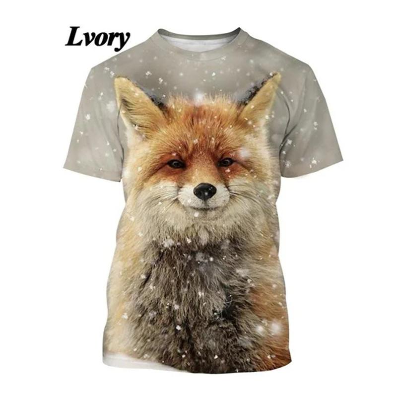 Cute Fox Pattern T-Shirt For Men Women Funny Animal 3D Printed Tees Summer Loose O-Neck Tops Short Sleeves T Shirts Streetwear