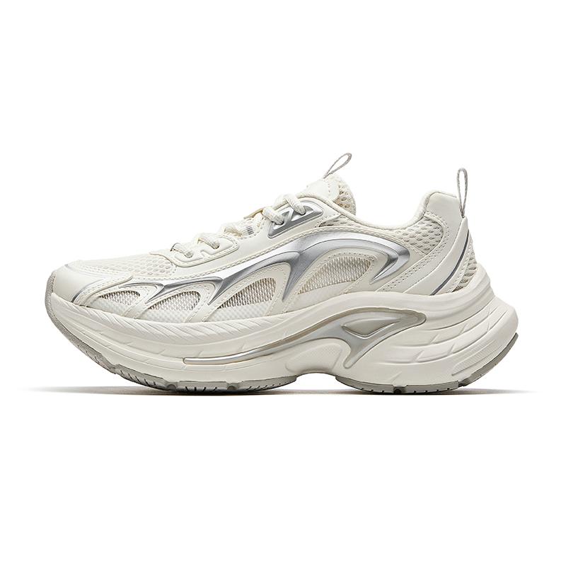 Anta Fuyiao Fashion Trendy Versatile Non-Slip Wear-Resistant Low-Top Casual Shoes Women sneaker Ivory Silver 122528857-2