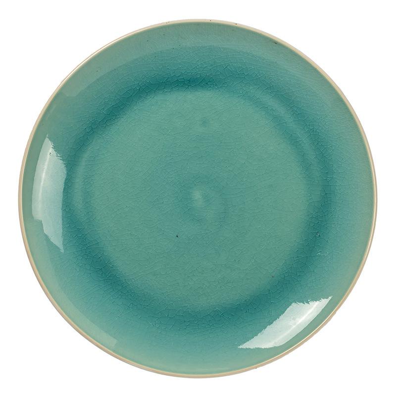 Advanced Sense Ice Crack Glaze Plate Collection Beautiful Ceramic Plate Vegetable Plate Household Commercial Tableware Large Plate Steak Plate
