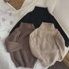 Ready Stock: Korean Kids' Half-High Collar Solid Color Knitted Pullover for Boys & Girls - Spring/Autumn
