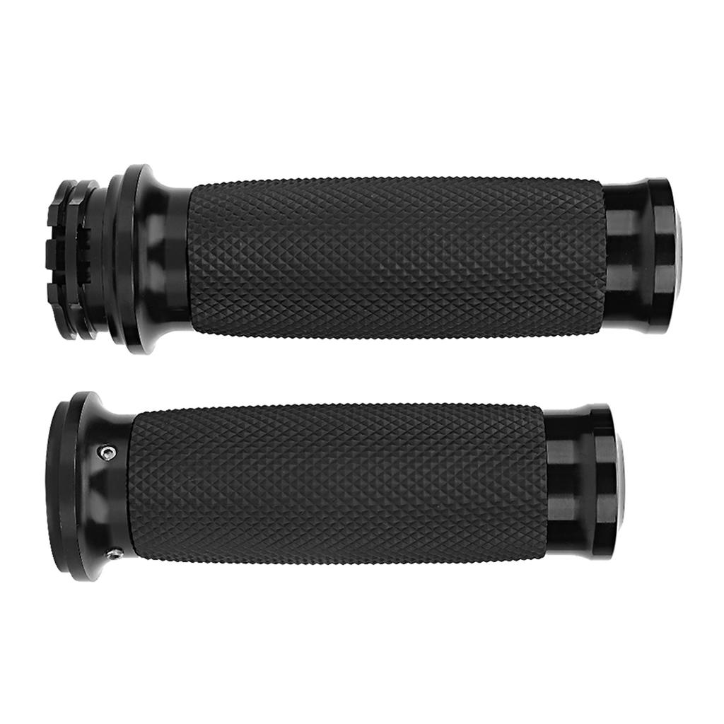 1 Pair Universal Motorcycle 25mm Handgrip Aluminum+Rubber Anti Slip Handlebar Grip Cover(Black)