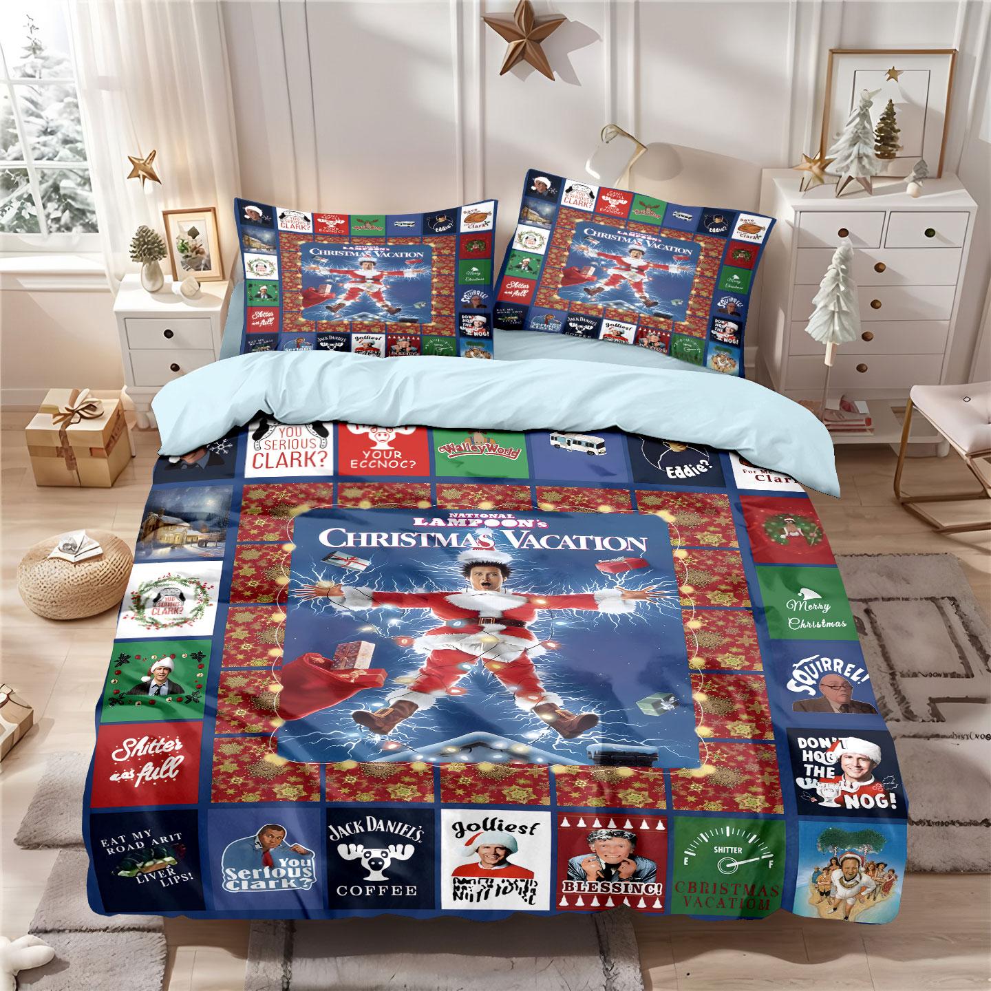 

3 шт. забавный рождественский лоскутный комплект Prin Coreless разных размеров для спальни, общежития, мягкий, удобный, можно стирать в машине 135x200cm-EU-Single&set