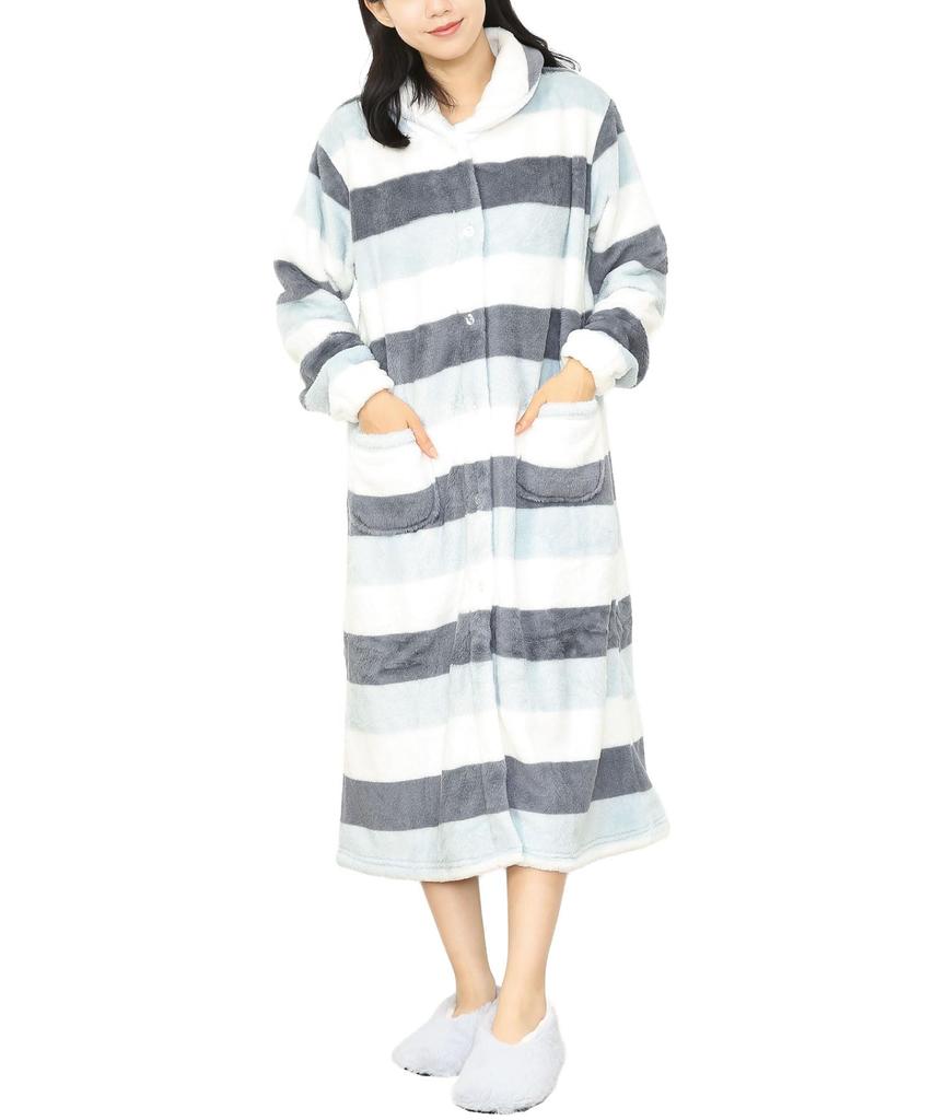 ON NISHIKI Winter Loungewear Dress with Fluffy Long Warm and Long Loungewear Women's Microfur, Sleeves, Soft, Open-Front, Length, Pajamas, Nightgown,