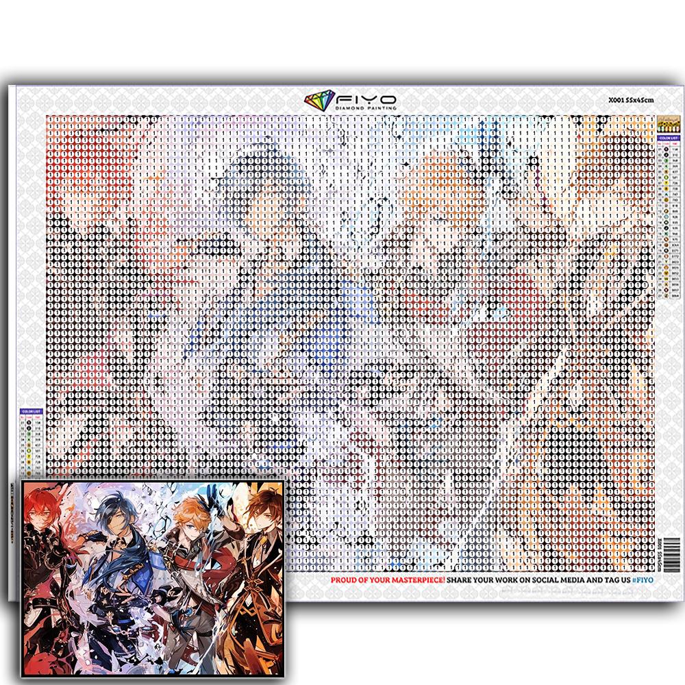 

Популярная 5D Diy вышивка крестиком Genshin игра персонаж живопись полная дрель набор для вышивки крестом Наклейка на стену домашний декор Full Round 20X30CM