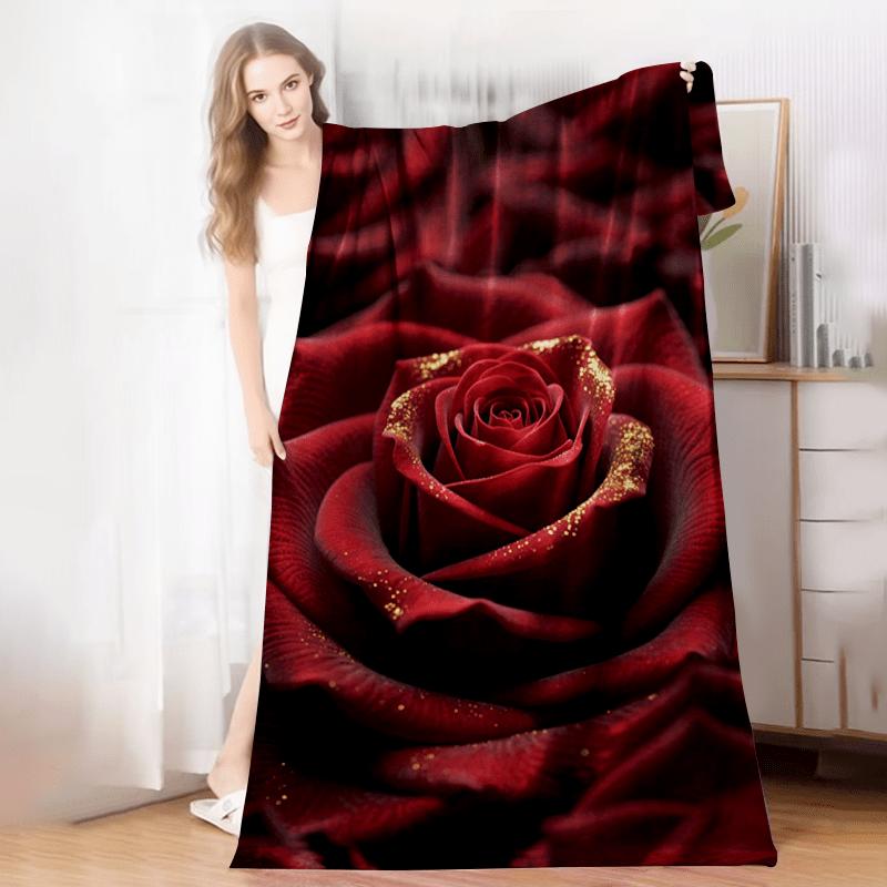 1pc Luxurious Red Rose Microfiber Bath Towel Soft, Skin-Friendly This Exquisite Towel Features a Luxurious Red Rose Pattern with