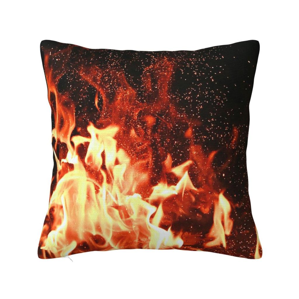 Burning Fire With Sparks Square Pillowcase Pillow Cover Polyester Cushion Zip Decorative Comfort Throw Pillow for Home Bedroom