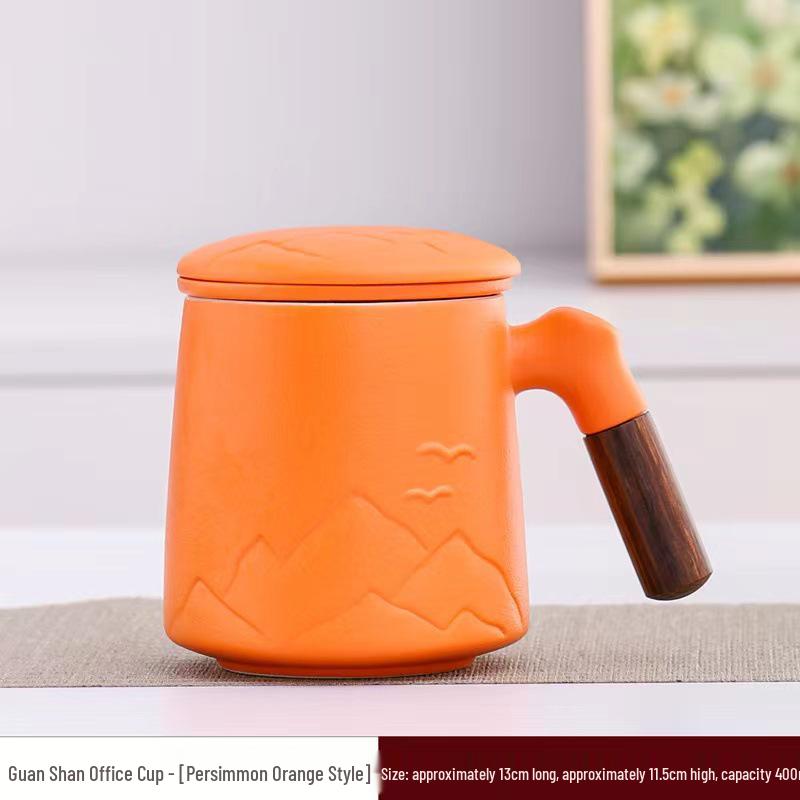 Ceramic Tea Brewing Cup: Coarse Pottery Personal Mug with Engraving - Perfect for Office or Souvenir Gift