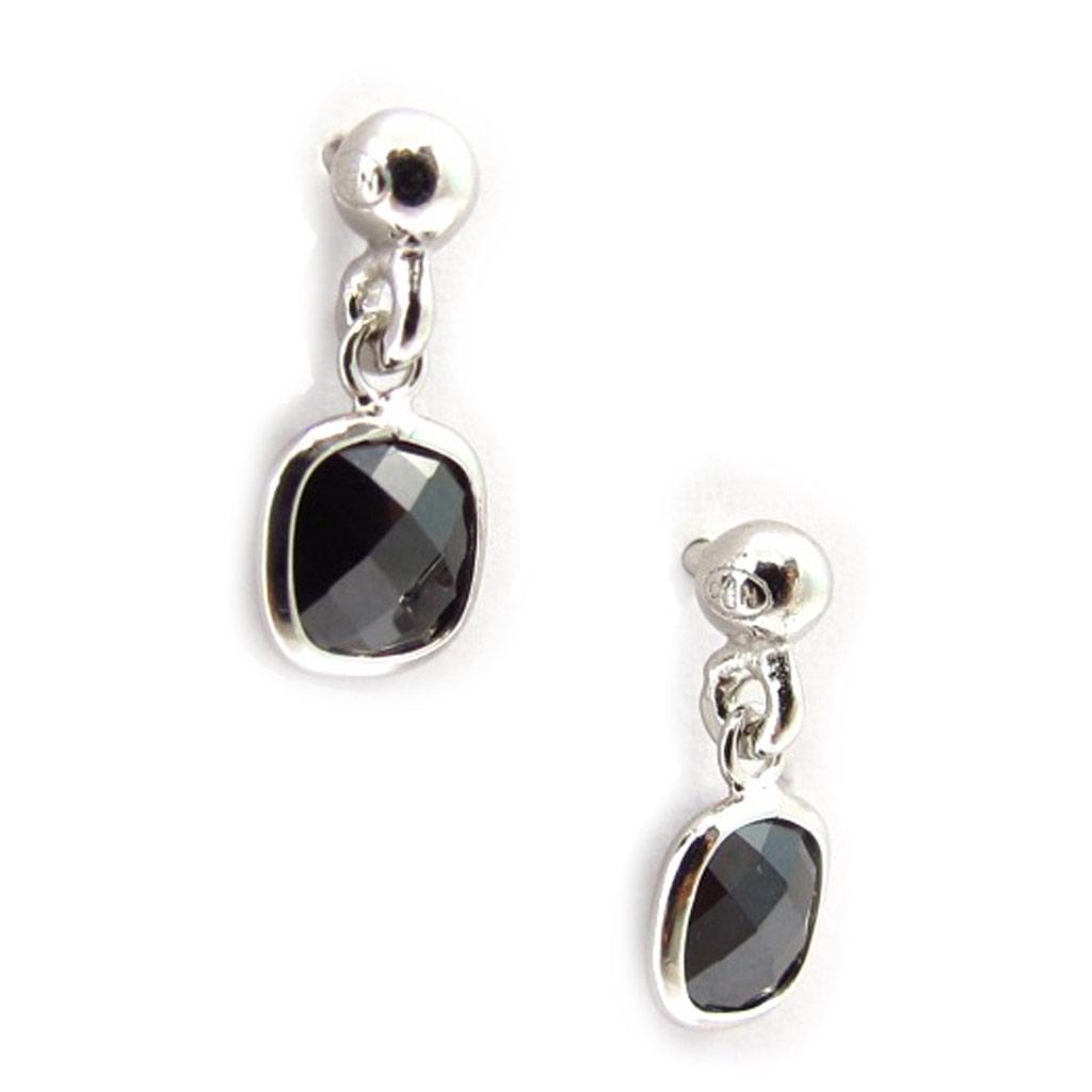 Les Trésors De Lily [K5884] - Silver Earrings 'Linda' Black Silver (rhodium Plated) - 13x6 Mm