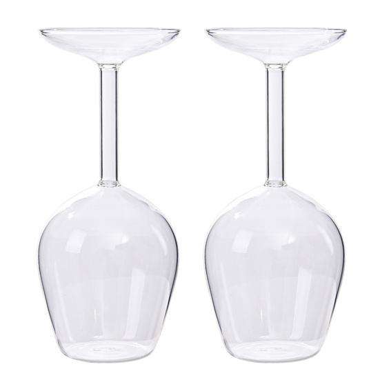 1/2 Stück Weinglas Leicht zu reinigen Spülmaschinenfest Große Kapazität Invertiertes Streifendesign Hoch