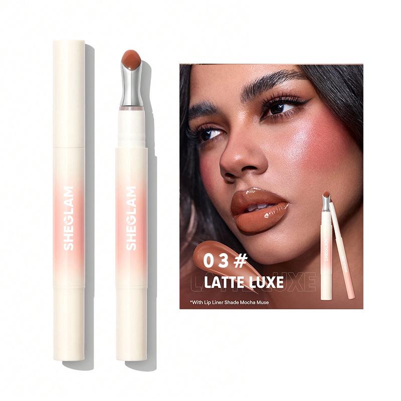 Sheglam Watery Lipgloss: Feuchtigkeitsspendender, Nährender Lippenbalsam Lippenstift mit Spiegellack. brown
