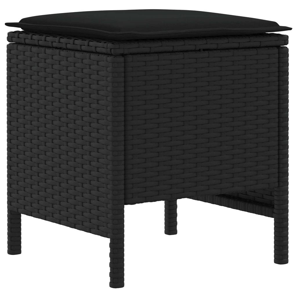 Garden Footstool 2 pcs Black 38 x 38 x 45 cm PE Rattan