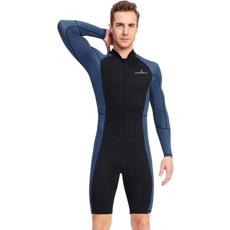 Men's Wetsuit 1.5mm Neoprene Shorty Diving Suit Shorts Diving Full Body Front Zipper Dive Skin for Surfing Kayaking