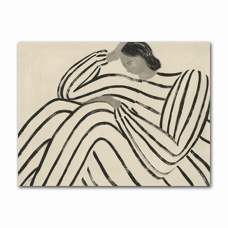 Nordic Posters And Prints Abstract Line Geometry Curve Girl Modern Wall Art Canvas Painting Wall Pictures For Living Room Decor