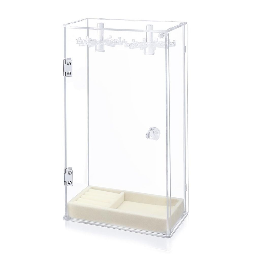 

Multifunctional Clear Necklace Holder with 24 Hanging Hooks Jewelry Storage Stand for Women Girls Style 1