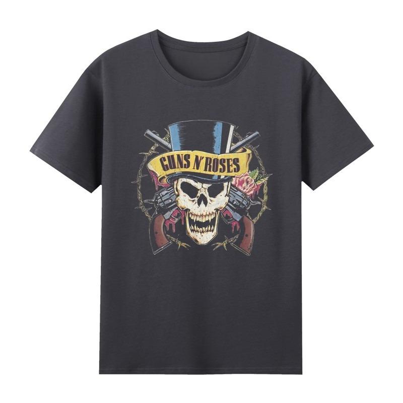 Summer Mens Rock Cotton Crew Collar Short Sleeve Music Peripheral Rock Gun and Rose T-Shirt Dark Pioneer Y2K T-Shirt Large Size