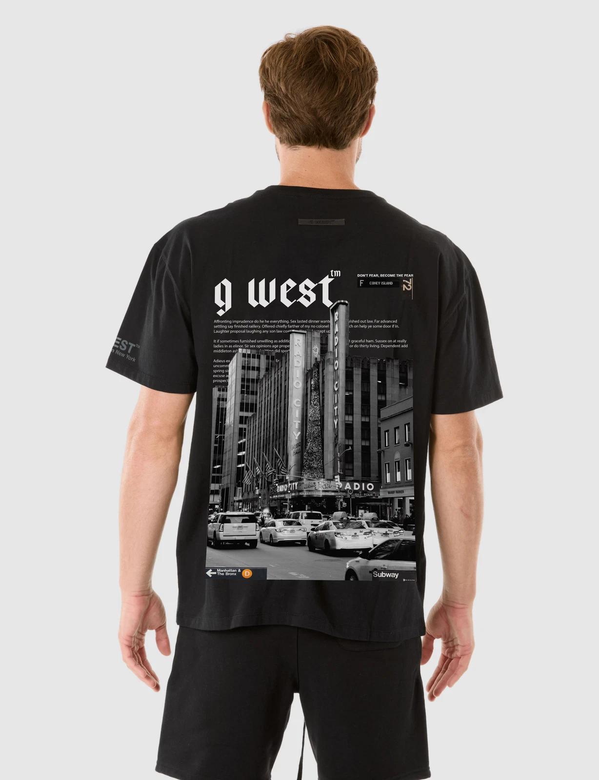 G WEST RADIO CITY T-SHIRT - JET BLACK XL