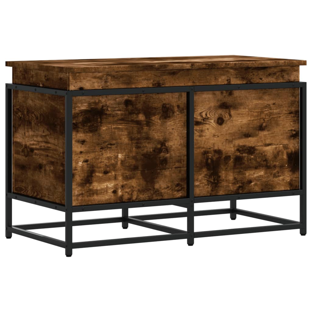 Storage Box with Lid Smoked Oak Finish 80 X 40 X 51.5 Cm