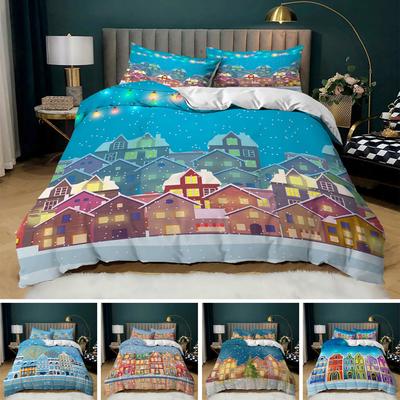 Fairy Tale Town Three-Piece Set Retro Trend Kit Quilt Cover Bedding