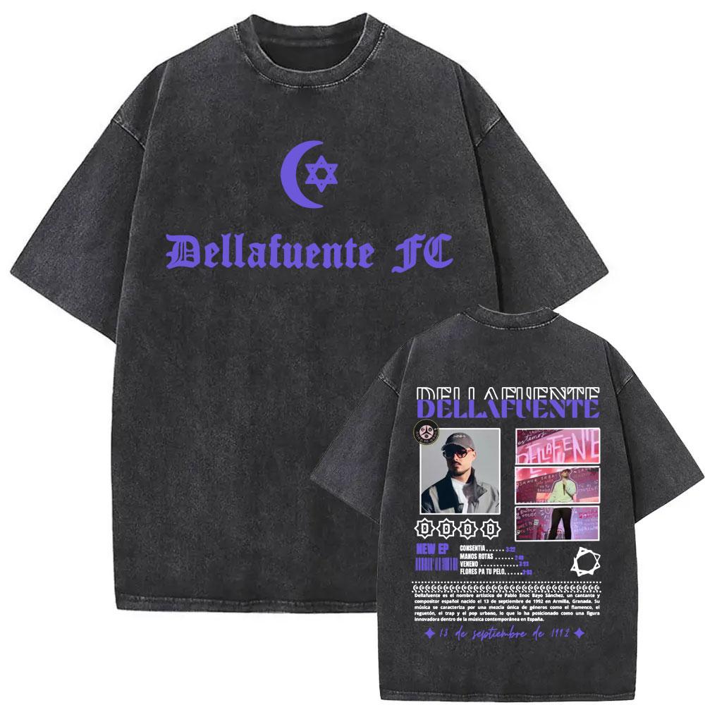 Rapper Dellafuente Tour Vintage Washed Tshirt Unisex Women Short Sleeve Hip Hop Tshirt Oversized Cotton Casual T Shirts