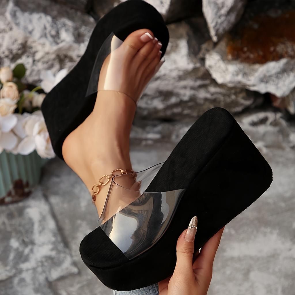Women'S Transparent Strap Wedge Sandals