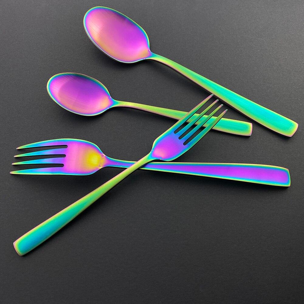 5Pcs Gold Matte Dinnerware Set Stainless Steel Cutlery Home Dessert Fork Spoon Knife Dinner Set Silverware Flatware Set