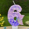 Purple Mermaid Tail Glitter 0-9 Number Candle Birthday Party Candle for Girls Cake Decoration Fish Tail Wedding Boys Girls Gifts