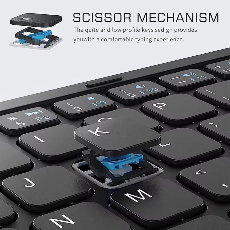 Foldable Keyboard BT3.0 Wireless With Integrated Touchpad And Numpad Long Battery Service For 30Hrs Uninterrupted Work