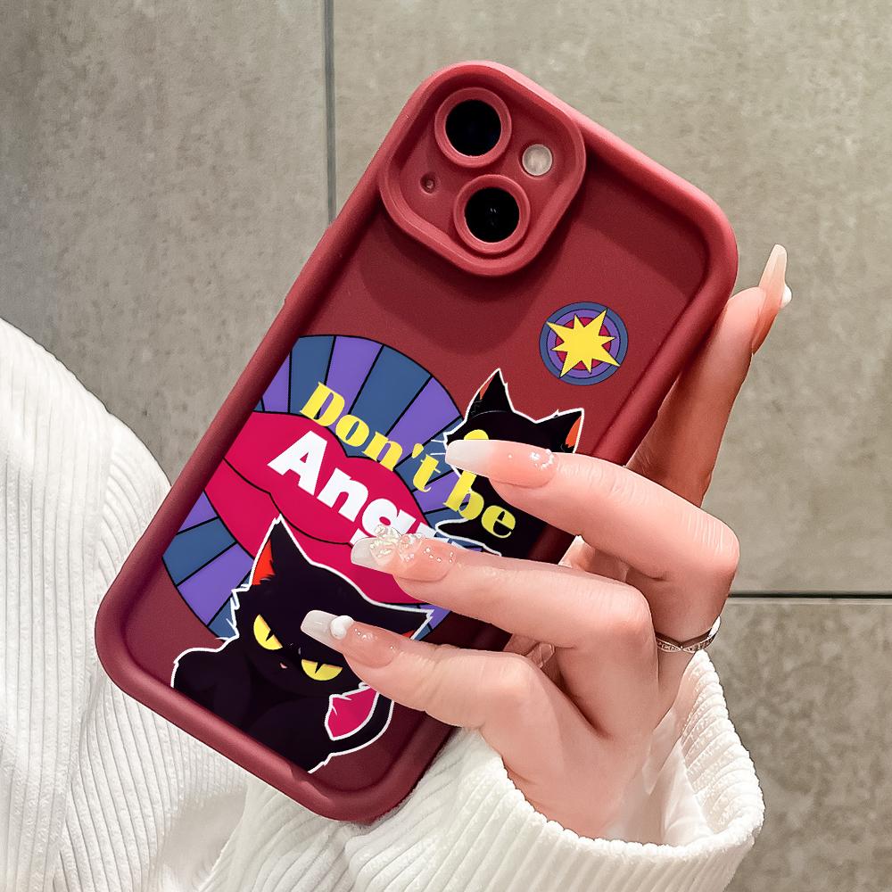 Angry Black Cats Pattern Phone Case for iPhone Samsung Galaxy Xiaomi Redmi POCO HUAWEI Honor Shockproof Rubber Soft Flexible Cover Casing