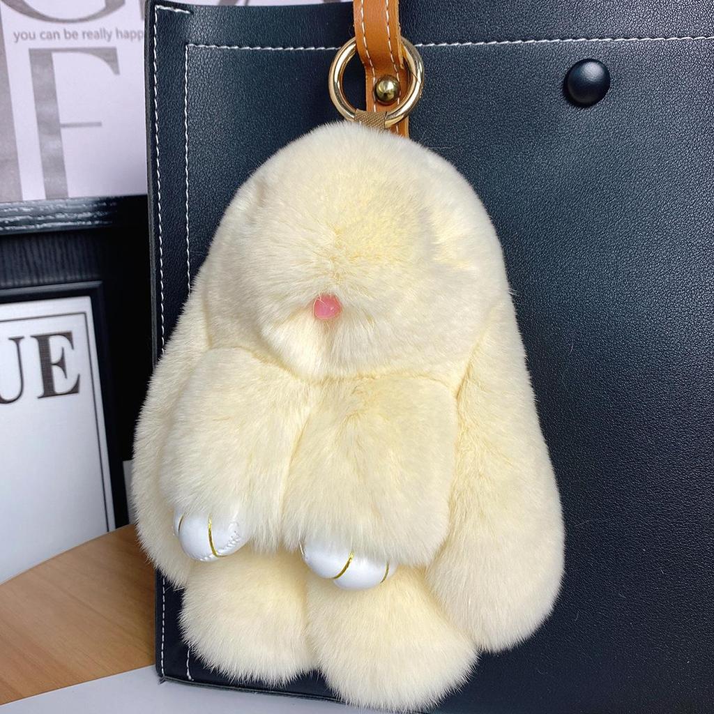 Mini Rex Rabbit Fur Pom Pom Keychain Bag Charm Keyring