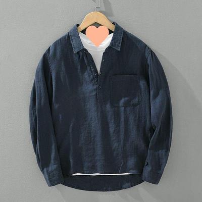 Camicia da Uomo a Maniche Lunghe con Scollo Quadrato Ampio, Pullover per Campeggio all'Aperto