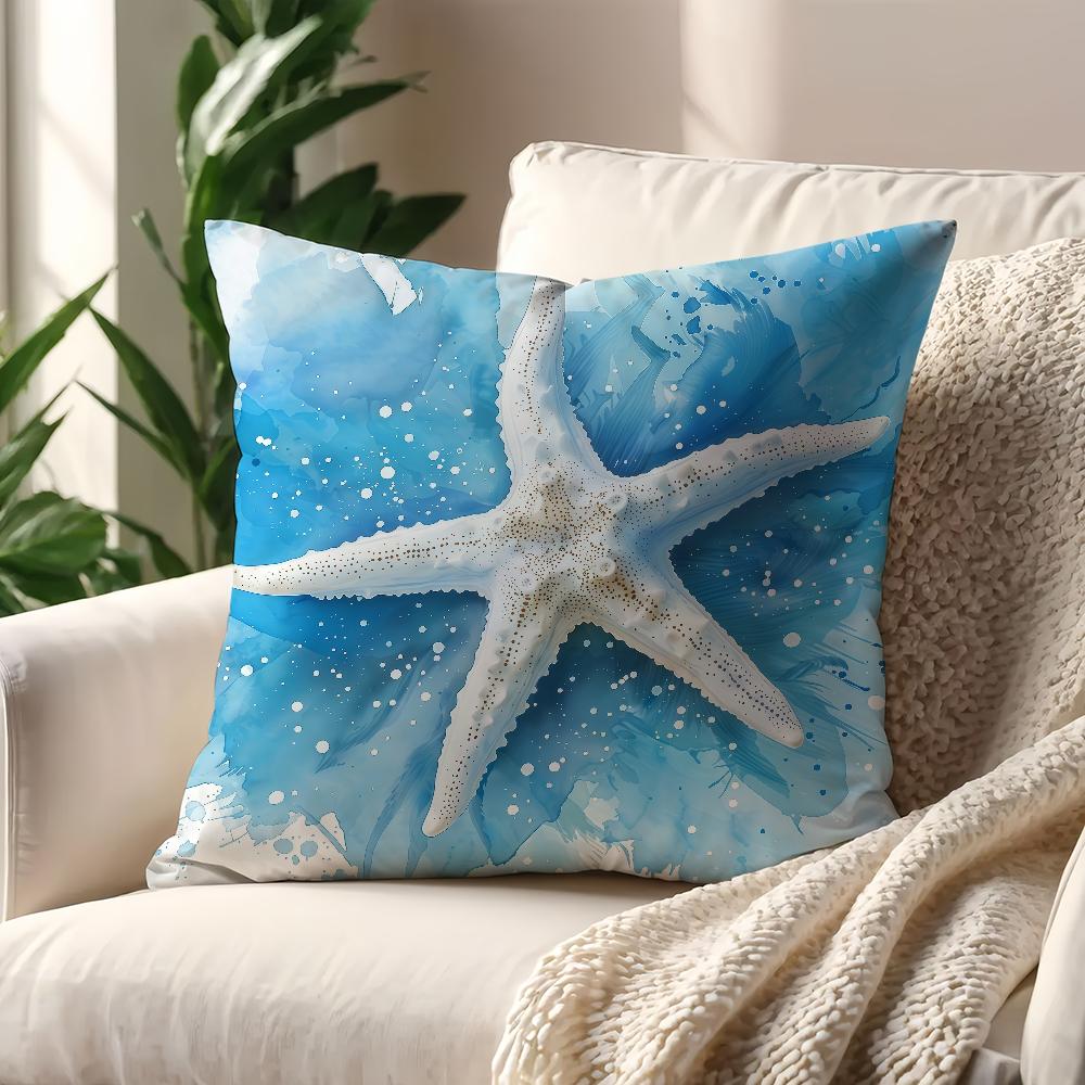Ocean Theme Blue Sea Animals Cushion Cover For Pillow Printing Sofa Decoration Home Car Room Coffee Shop Office NordicSimplicity